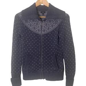 Talbots Size XS Gray Zipper Front Ski Cardigan Sweater with Pockets